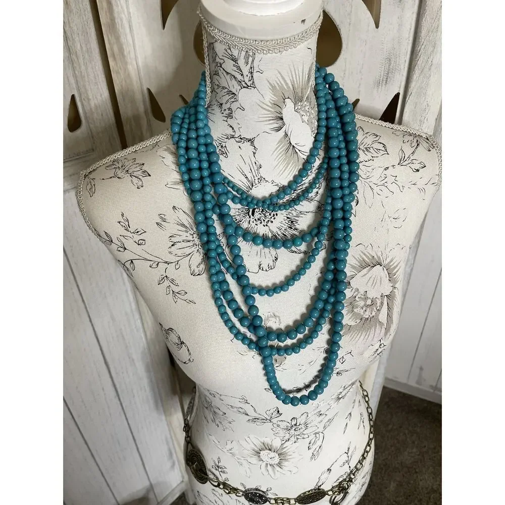 Baublebar Bauble Bar MultiStrand Globe Bead Necklace Blue Faux Pearl
